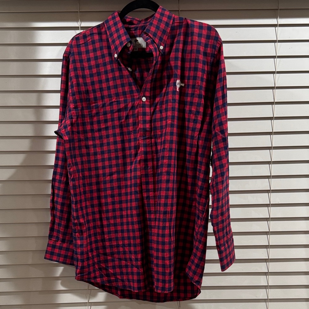 Men's Red and Navy Plaid Button-Down Shirt by Polo by Ralph Lauren